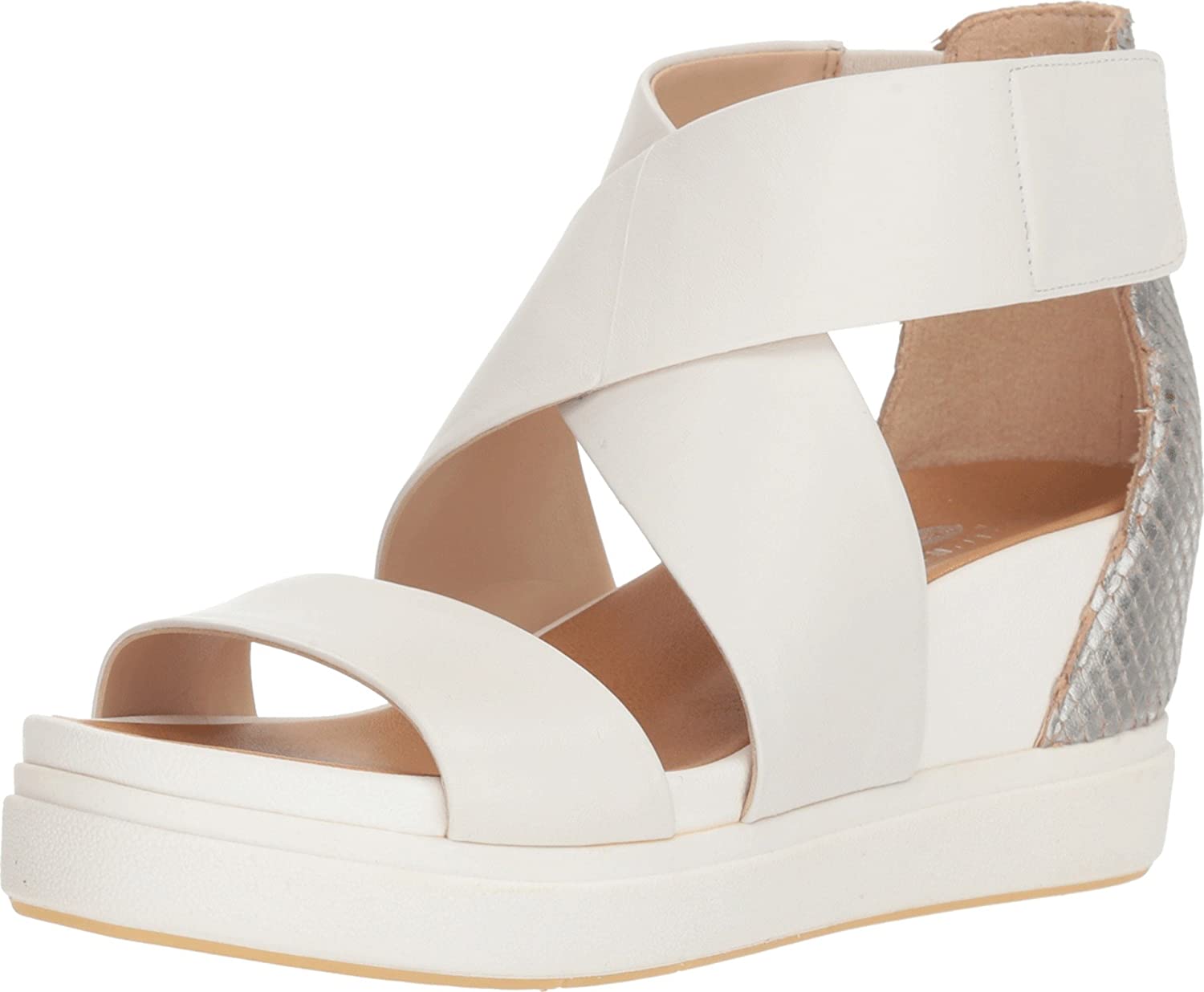 Dr. Scholl's Scout White Leather Pull On Strappy Open Toe Wedge Heel Sandals (White Leather, 9.5)